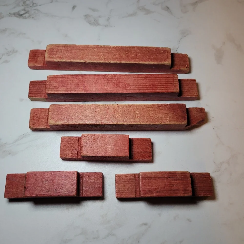 Vintage Lincoln Logs Wooden Blocks Notch‎ Square Replacement Building Toy 6 Pcs